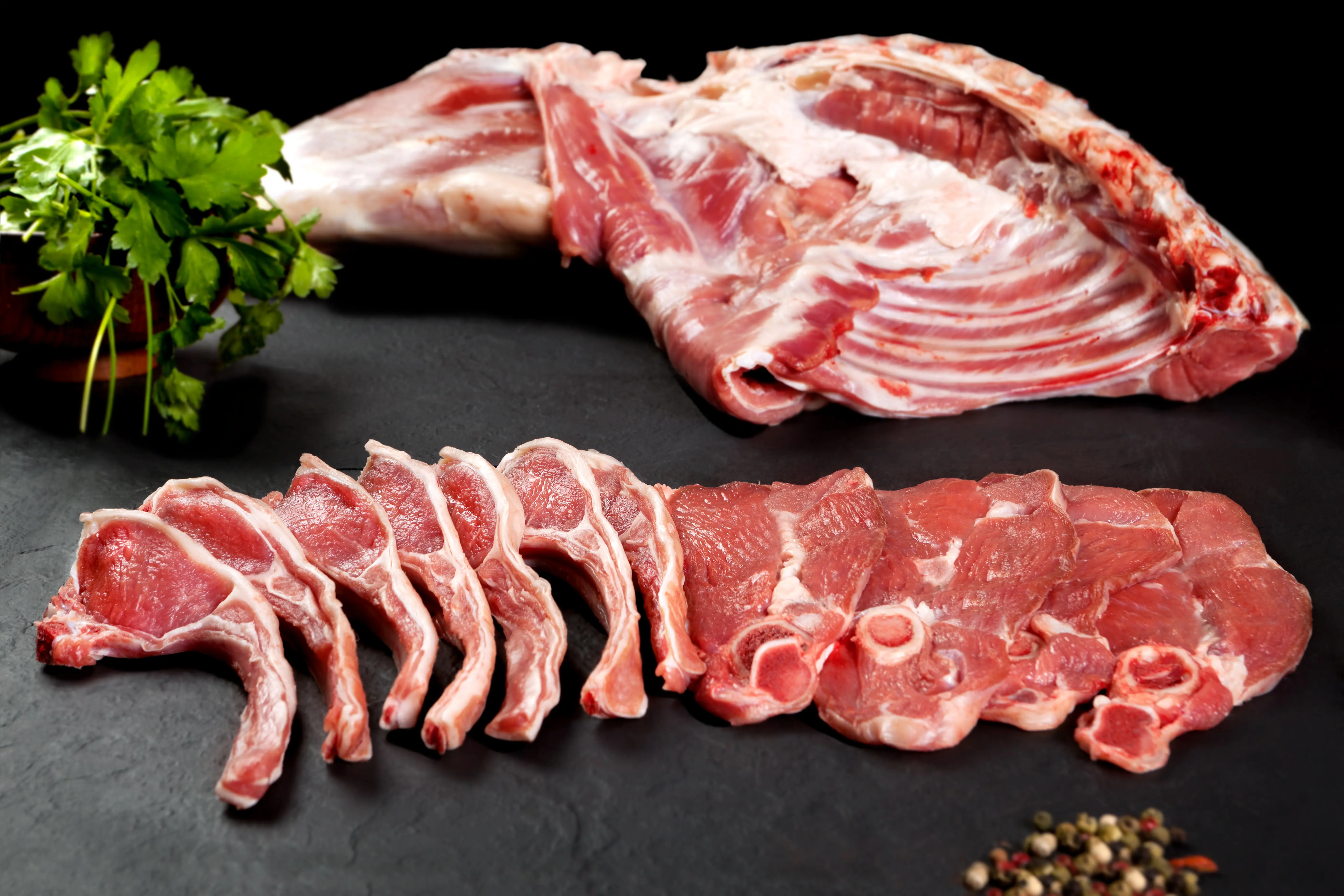 Fresh halal lamb selection